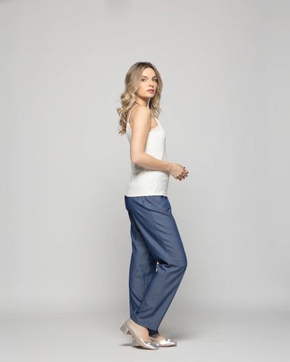 Polera Mujer Nardo Escote V Tirantes Blanca Crudo Ludovica