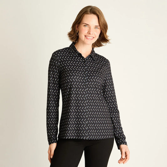 Polera Mujer Negra Estampada