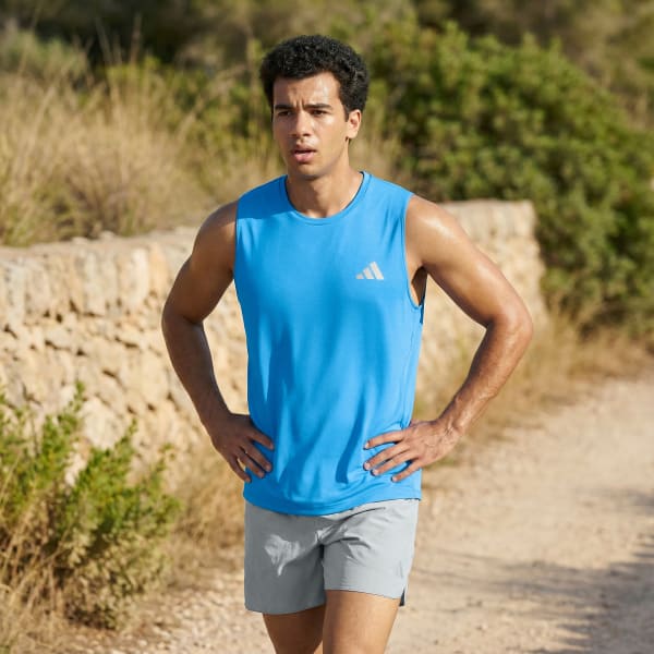 Polera Hombre Sin Mangas de Running adi365 Essentials Azul Real