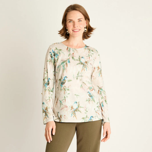 Polera Mujer Verde Estampada