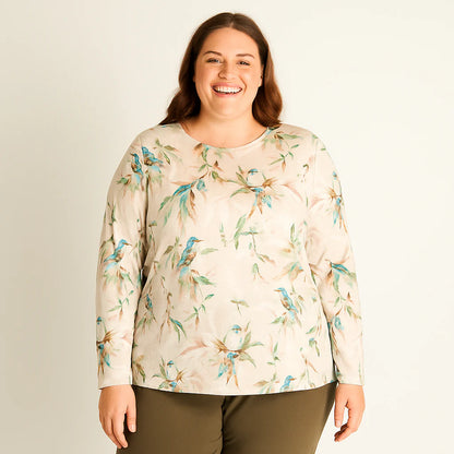 Polera Mujer Verde Estampada