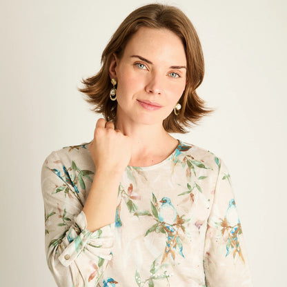 Polera Mujer Verde Estampada