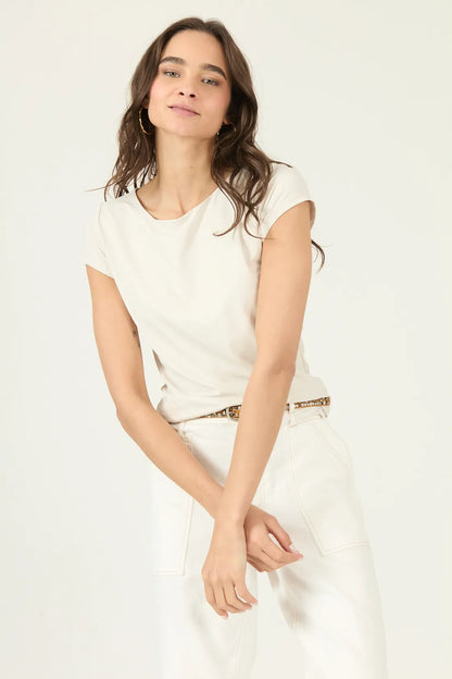 Polera Mujer Manga Corta Beige