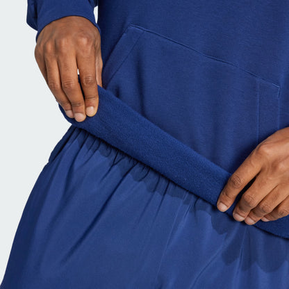 Polerón Hombre con Capucha Essentials 3 Tiras Felpa Francesa Dark Blue / White