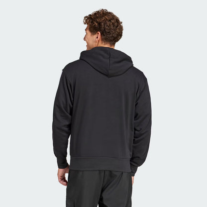 Polerón Hombre con Capucha Essentials 3 Tiras Felpa Francesa Black / White