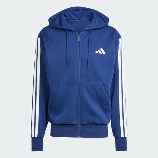 Polerón Hombre con Capucha Essentials Fleece 3 Tiras Azul Oscuros