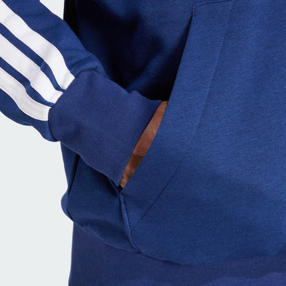 Polerón Hombre con Capucha Essentials Fleece 3 Tiras Dark Blue / White