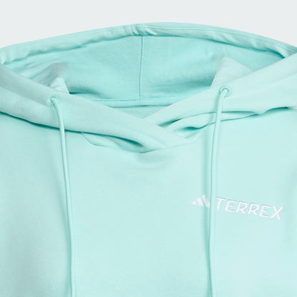 Polerón Mujer Capucha Terrex Multi Logo Pequeño Semi Flash Aqua