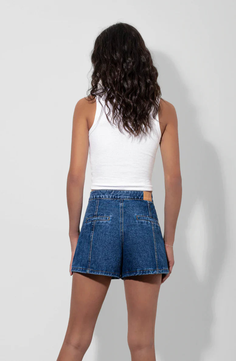 short-mujer-front-pocket-blue