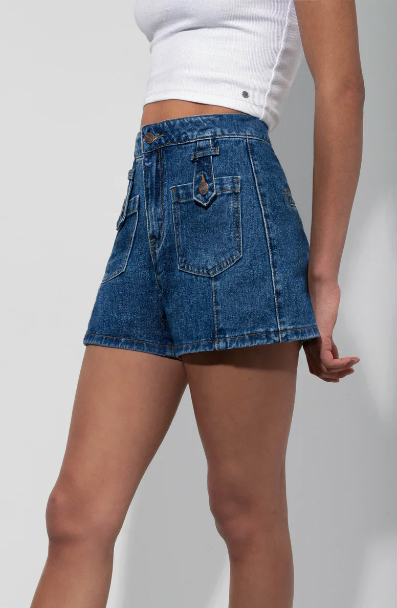 short-mujer-front-pocket-blue