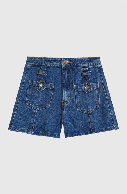 short-mujer-front-pocket-blue