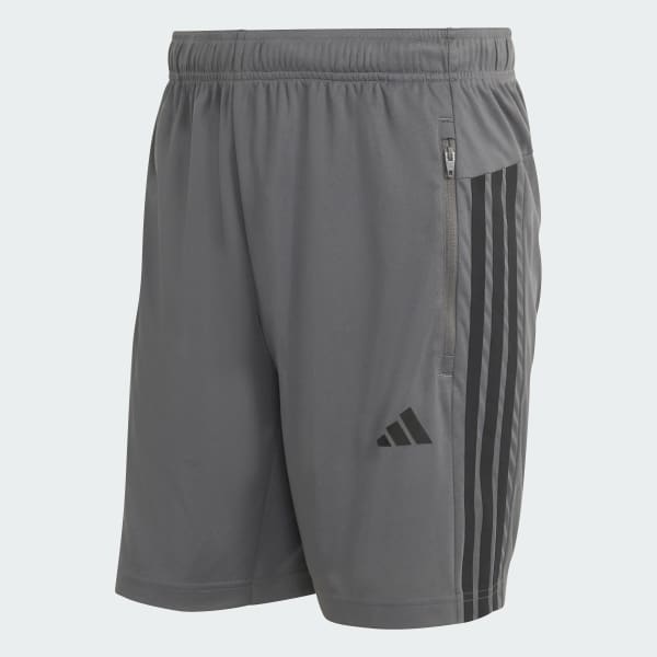 Short Hombre Workout Essentials Base 3 Tiras Piqué 9 Pulgadas Gris Oscuro
