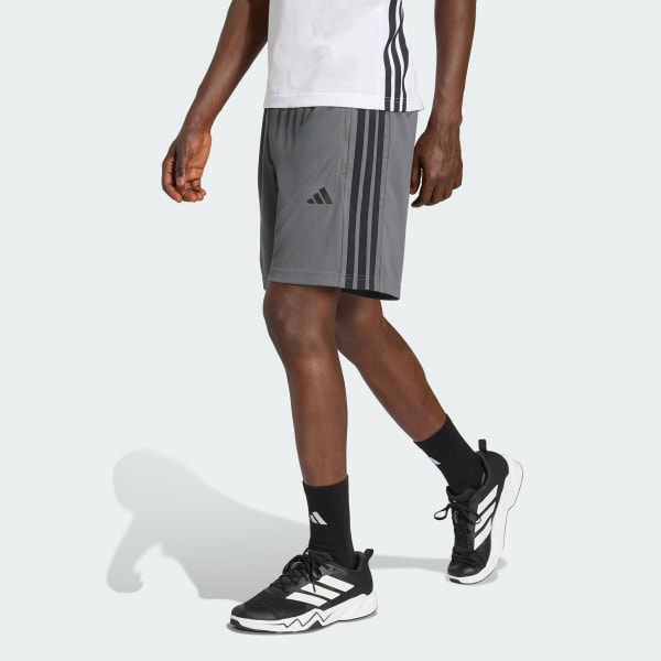 Short Hombre Workout Essentials Base 3 Tiras Piqué 9 Pulgadas Gris Oscuro