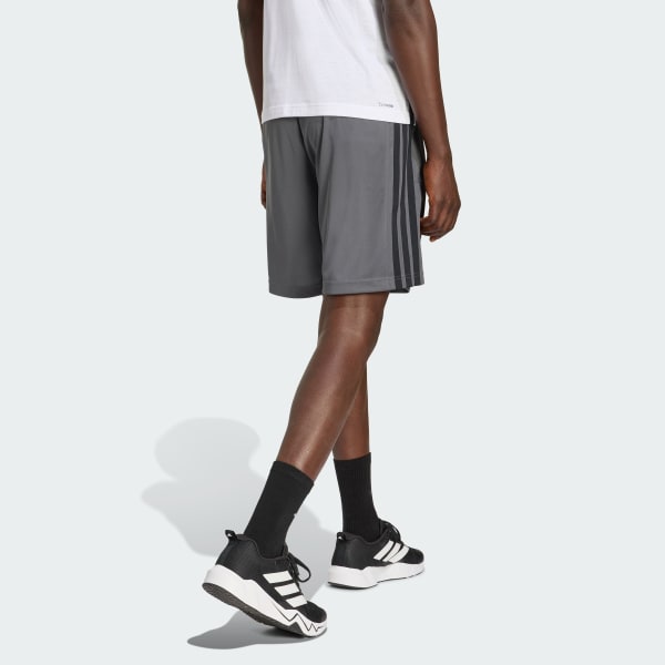 Short Hombre Workout Essentials Base 3 Tiras Piqué 9 Pulgadas Gris Oscuro