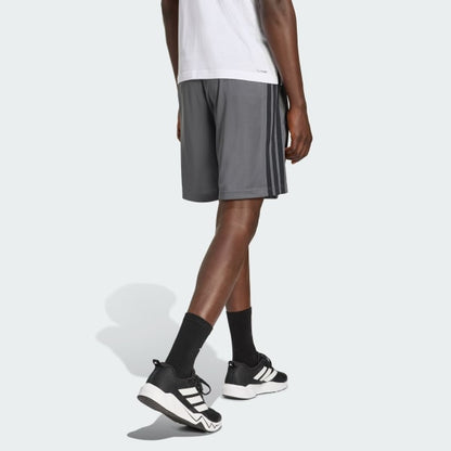 Short Hombre Workout Essentials Base 3 Tiras Piqué 9 Pulgadas Gris Oscuro
