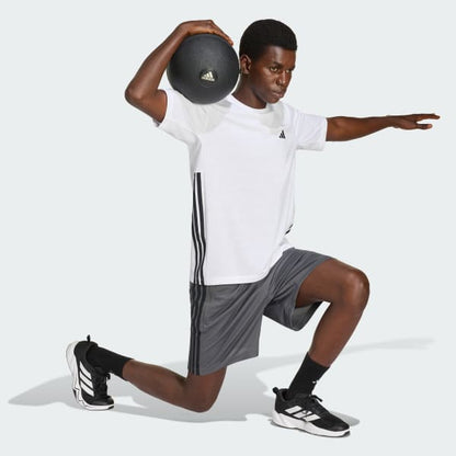 Short Hombre Workout Essentials Base 3 Tiras Piqué 9 Pulgadas Gris Oscuro