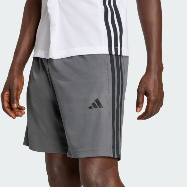 Short Hombre Workout Essentials Base 3 Tiras Piqué 9 Pulgadas Gris Oscuro