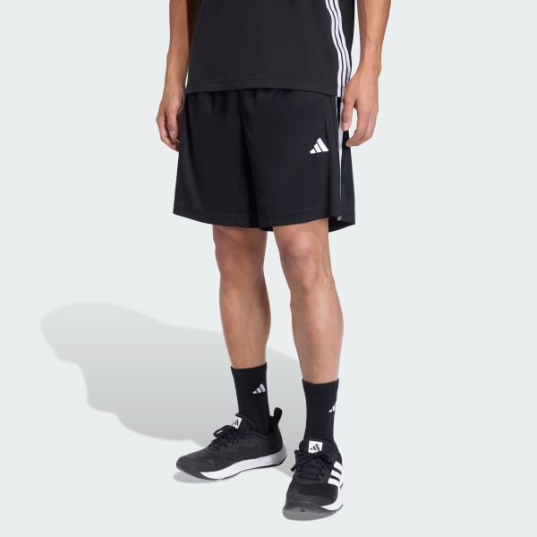Short Hombre Workout Essentials Base 3 Tiras Piqué 9 Pulgadas Negro