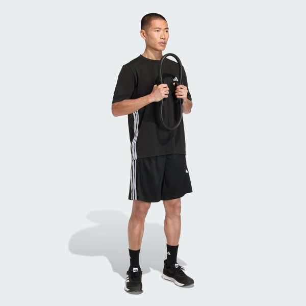 Short Hombre Workout Essentials Base 3 Tiras Piqué 9 Pulgadas Negro