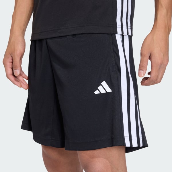 Short Hombre Workout Essentials Base 3 Tiras Piqué 9 Pulgadas Negro