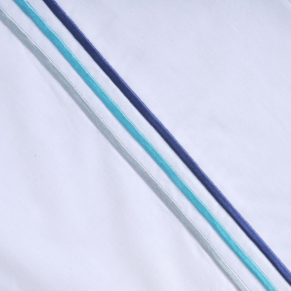 Sábana 2 Plazas 144 Hilos Bordada Line Azul