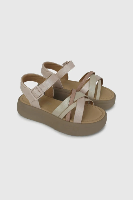 Sandalia Niña Con Plataforma Rosada