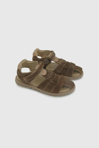 Sandalia Niño De Cuero Café