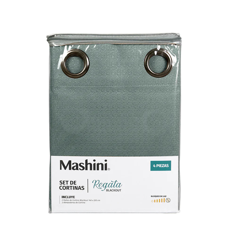 Set Cortinas Blackout Argolla Regata Verde