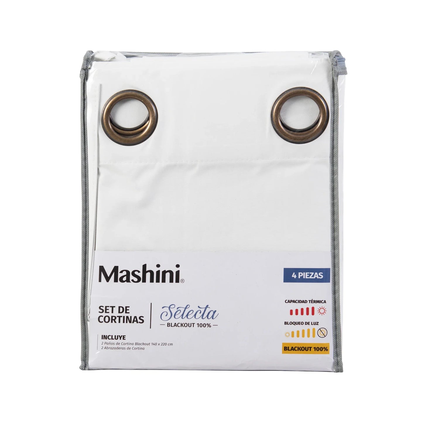 Set Cortinas Blackout Argolla Selecta Blanco
