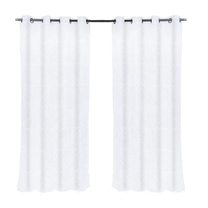 Set Cortinas Velo Bordado Argolla 140x220 Geo Blanco