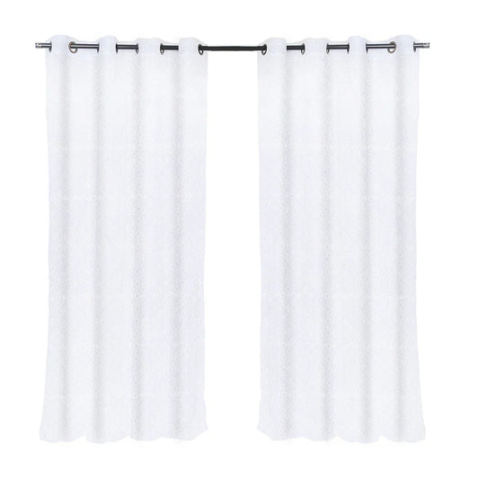 Set Cortinas Velo Bordado Argolla 140x220 Geo Blanco