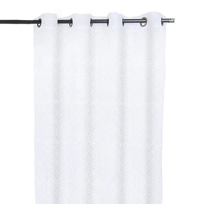 Set Cortinas Velo Bordado Argolla 140x220 Geo Blanco