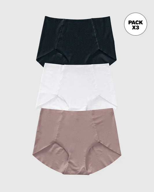 Tripack Calzones Mujer de Apariencia Invisible Rosado/Blanco/Negro