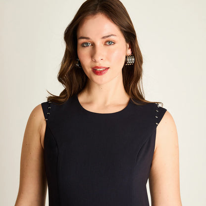 Vestido Mujer Azul con Detalles en Hombros