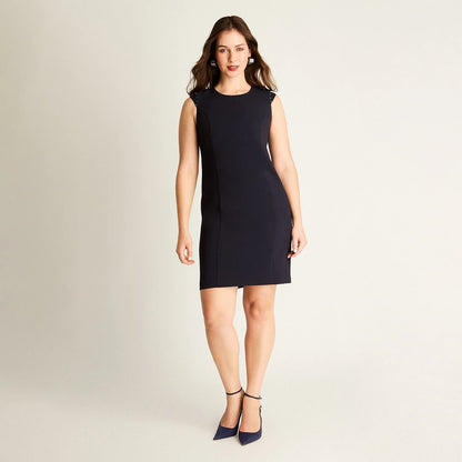 Vestido Mujer Azul con Detalles en Hombros