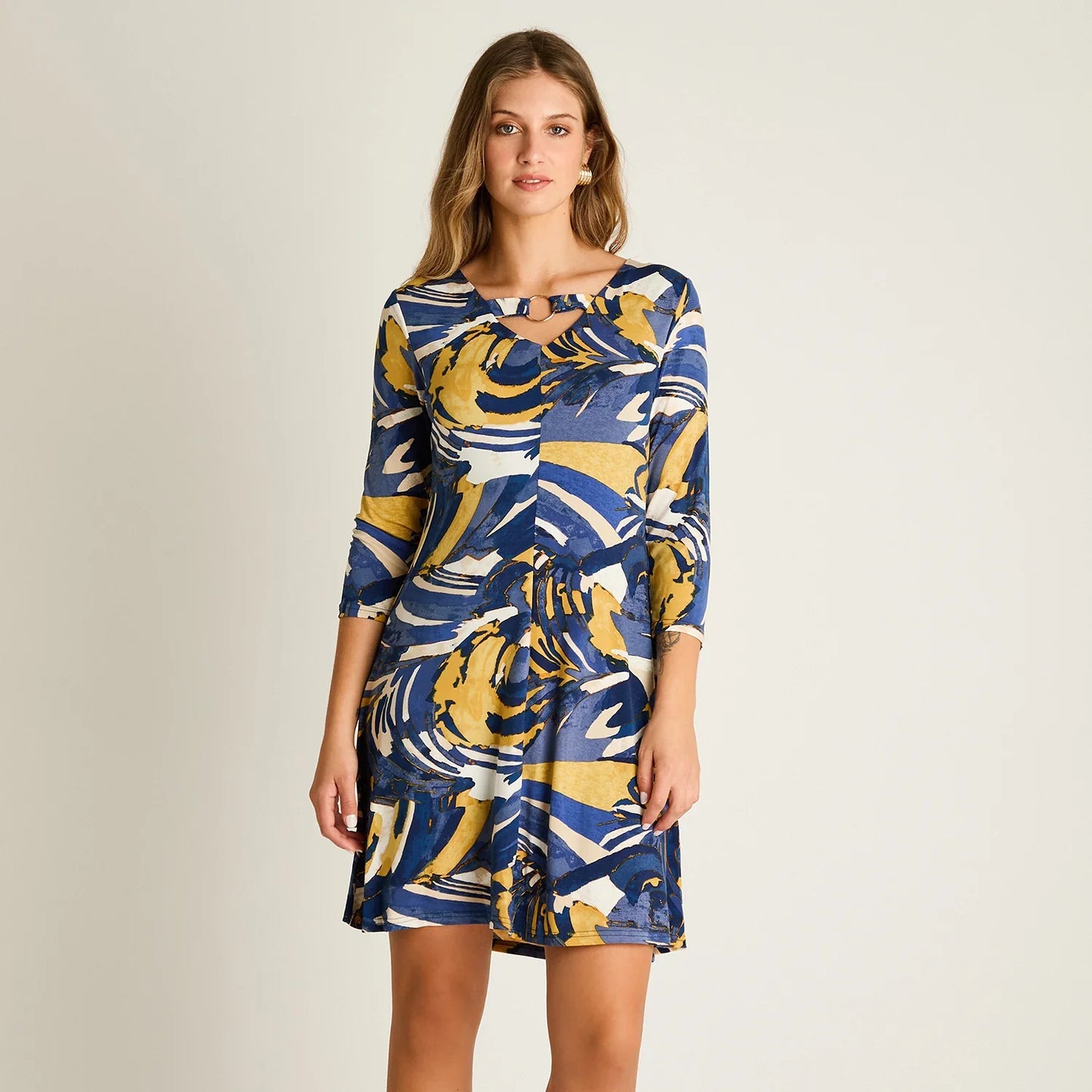 Vestido Mujer Corto Azul Estampado