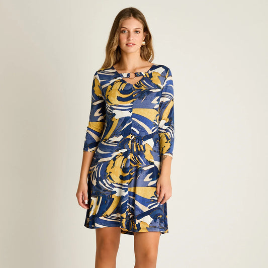 Vestido Mujer Corto Azul Estampado