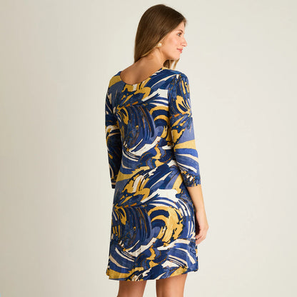 Vestido Mujer Corto Azul Estampado