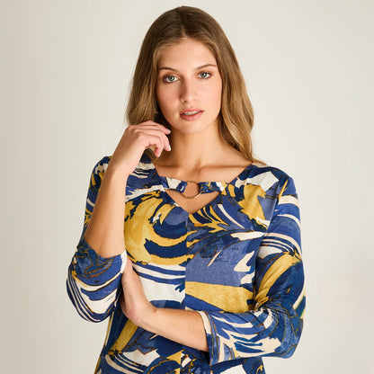 Vestido Mujer Corto Azul Estampado