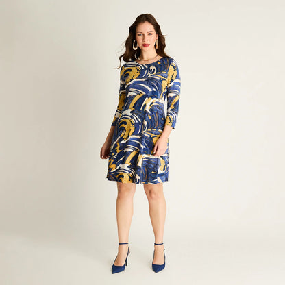 Vestido Mujer Corto Azul Estampado