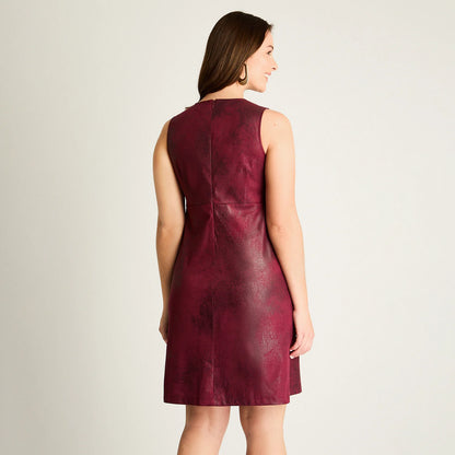 Vestido Mujer Corto Burdeo Sin Mangas