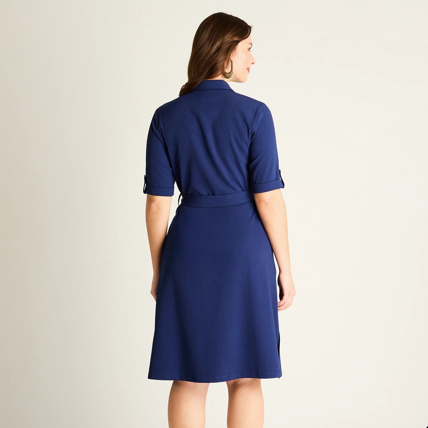Vestido Mujer Midi Azul Camisero