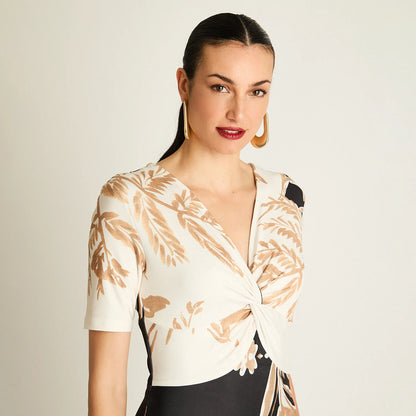 Vestido Mujer Midi Negro con Estampado Floral