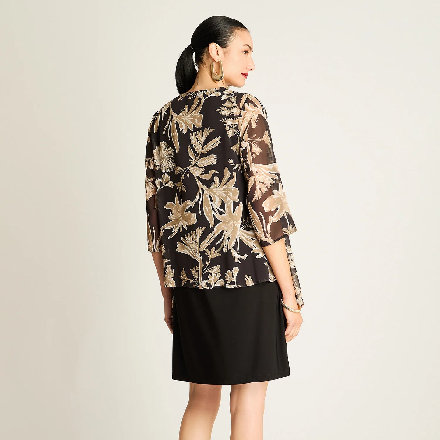 Vestido Mujer Twin Set Negro con Tapado Estampado