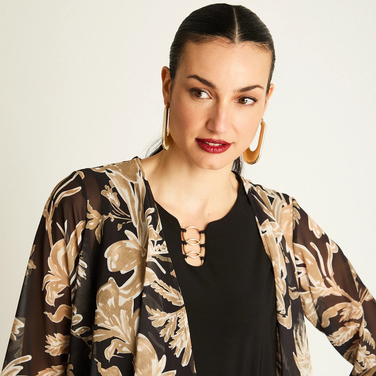 Vestido Mujer Twin Set Negro con Tapado Estampado