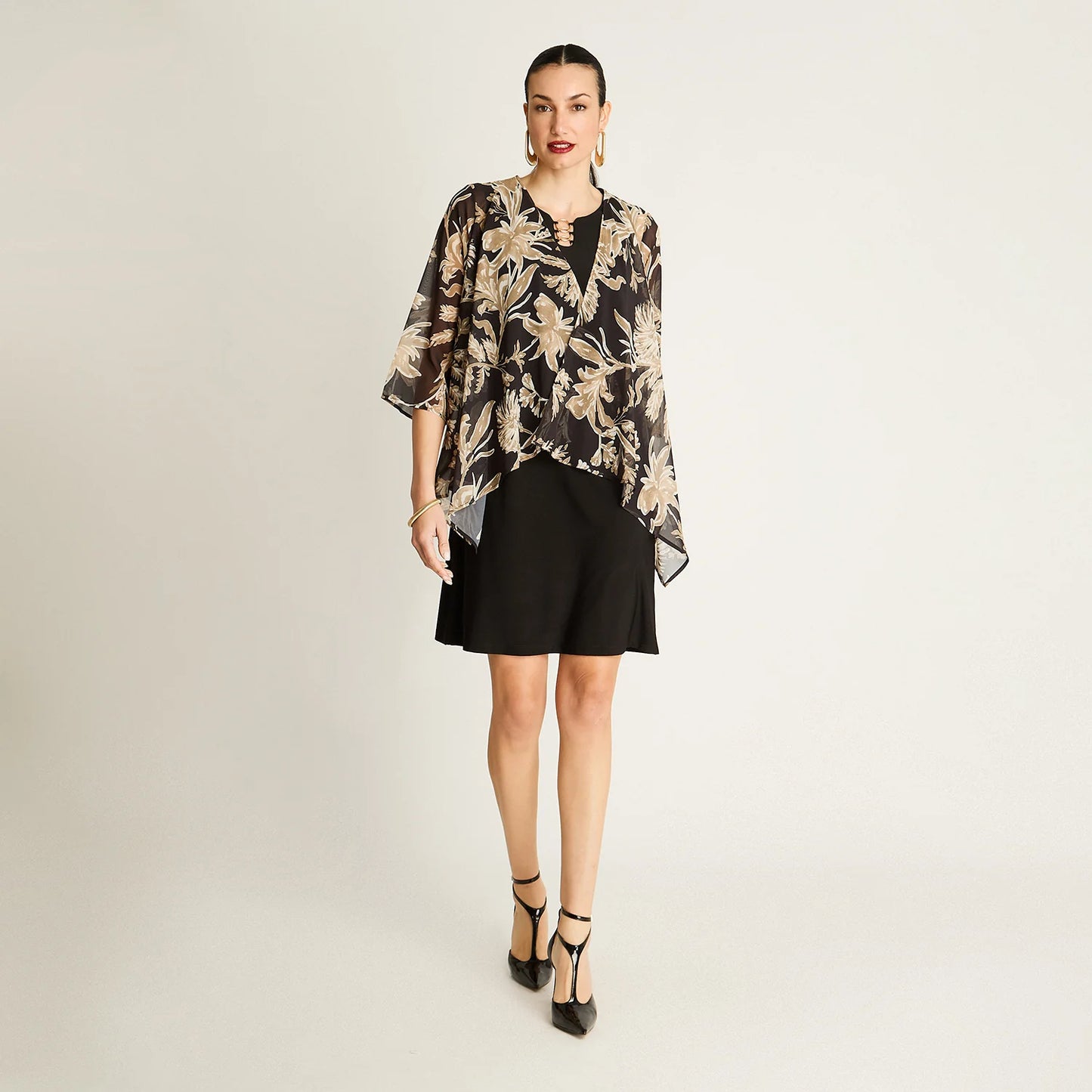 Vestido Mujer Twin Set Negro con Tapado Estampado