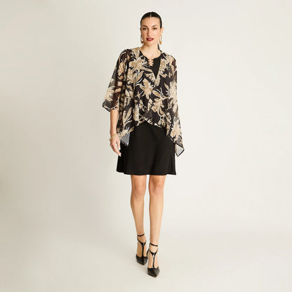 Vestido Mujer Twin Set Negro con Tapado Estampado