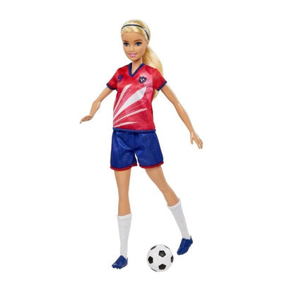 Muñeca Niña Futbolista Doll Brunette Con Uniforme Rojo
