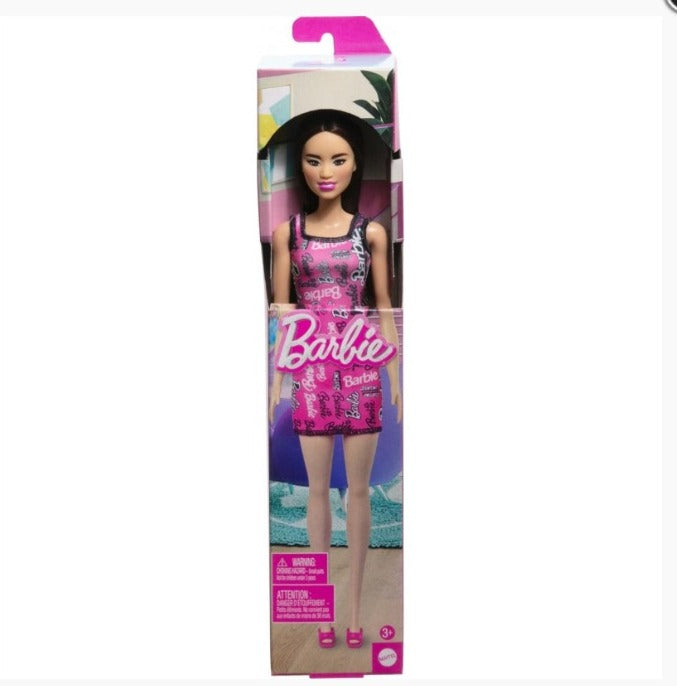 Muñeca Niña Asiatica Vestido Con Estampado Rosa