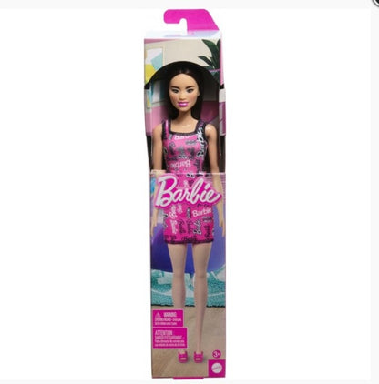Muñeca Niña Asiatica Vestido Con Estampado Rosa